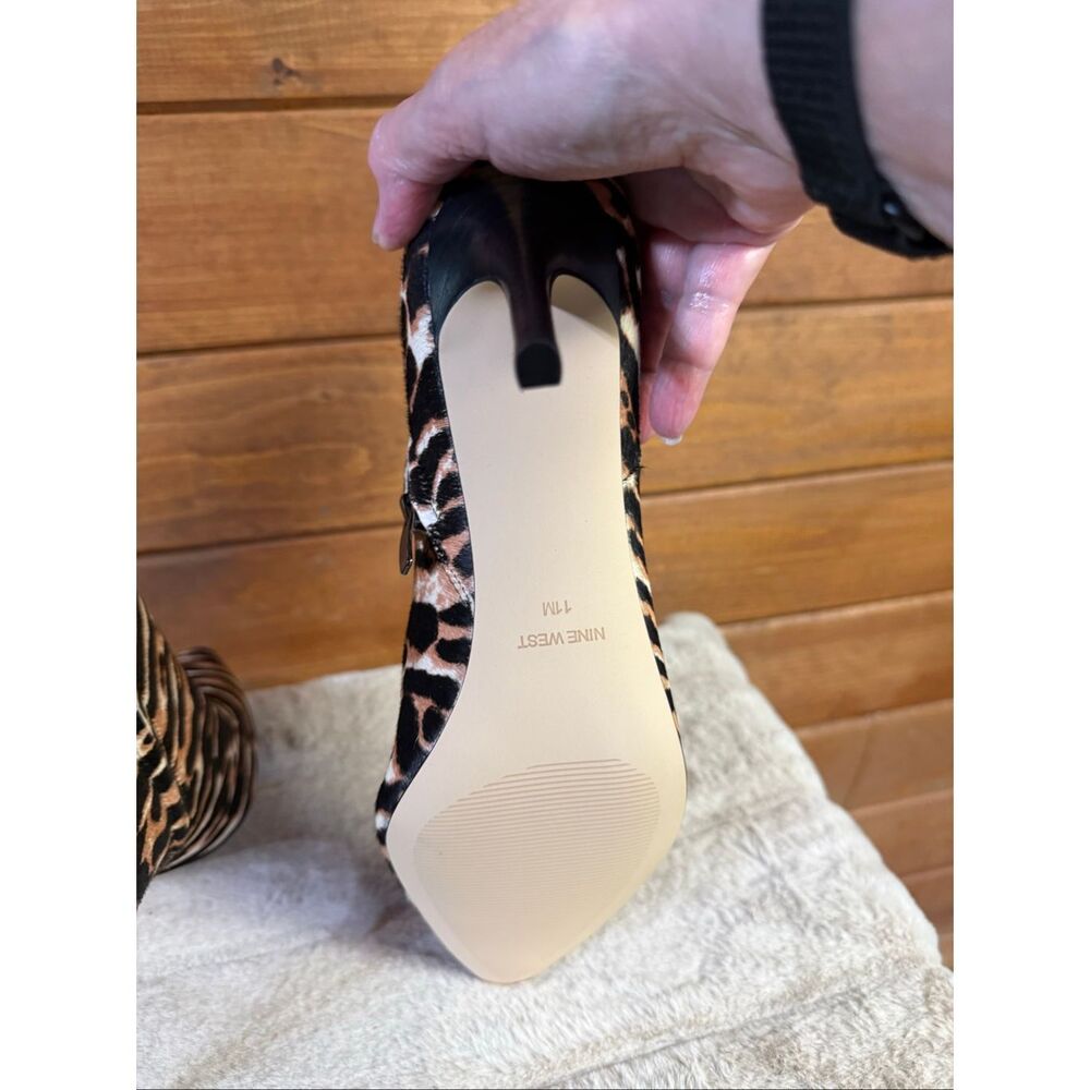 Nine West Fhayla Pointy Toe/Animal print/Heeled Ankle Boots Sz 11 NWOT - Picture 4 of 8